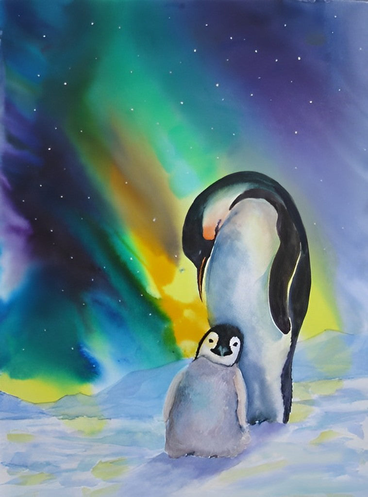 Manchot et Son Bébé avec l&