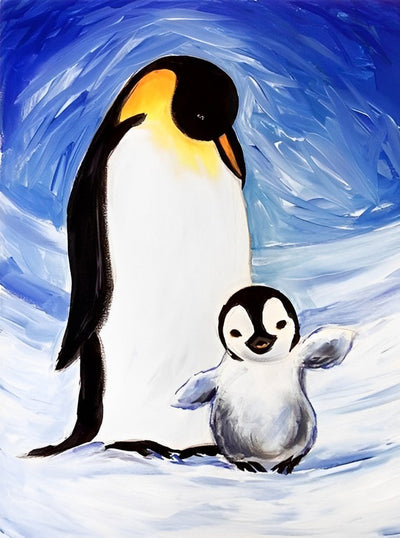 Manchot et Son Bébé Broderie Diamant