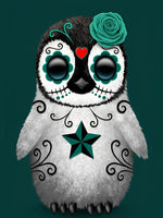 Manchot Squelette Noir et Vert Broderie Diamant