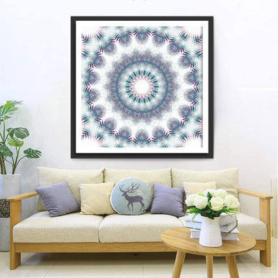 Mandala Blanc et Vert Broderie Diamant