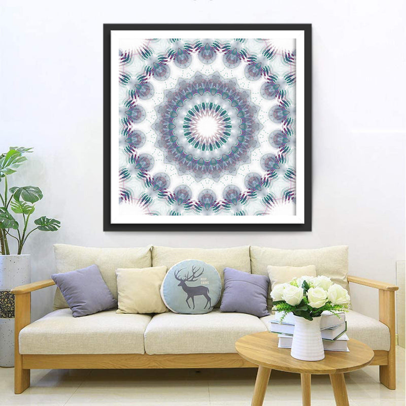 Mandala Blanc et Vert Broderie Diamant