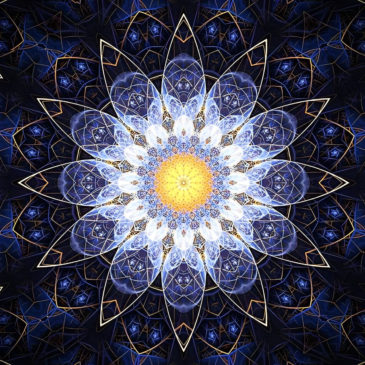 Mandala Bleu et Blanc Broderie Diamant