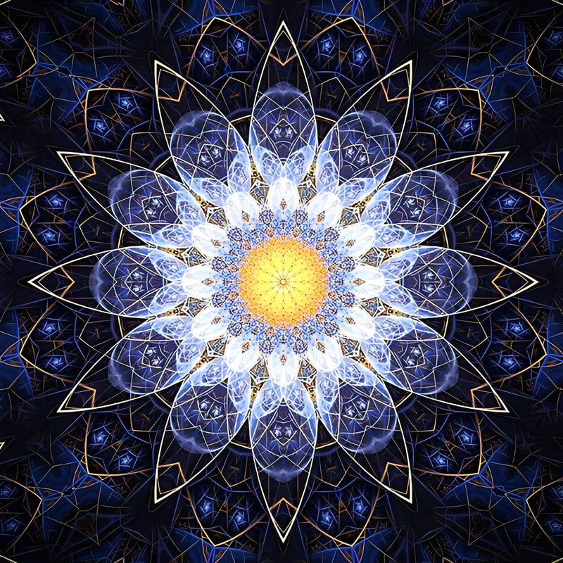 Mandala Bleu et Blanc Broderie Diamant