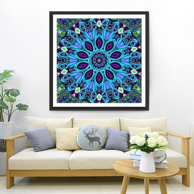Mandala Bleu et Vert Broderie Diamant