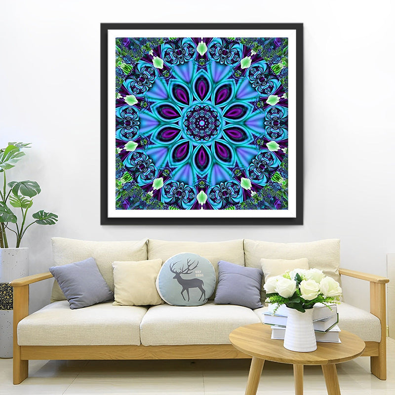 Mandala Bleu et Vert Broderie Diamant