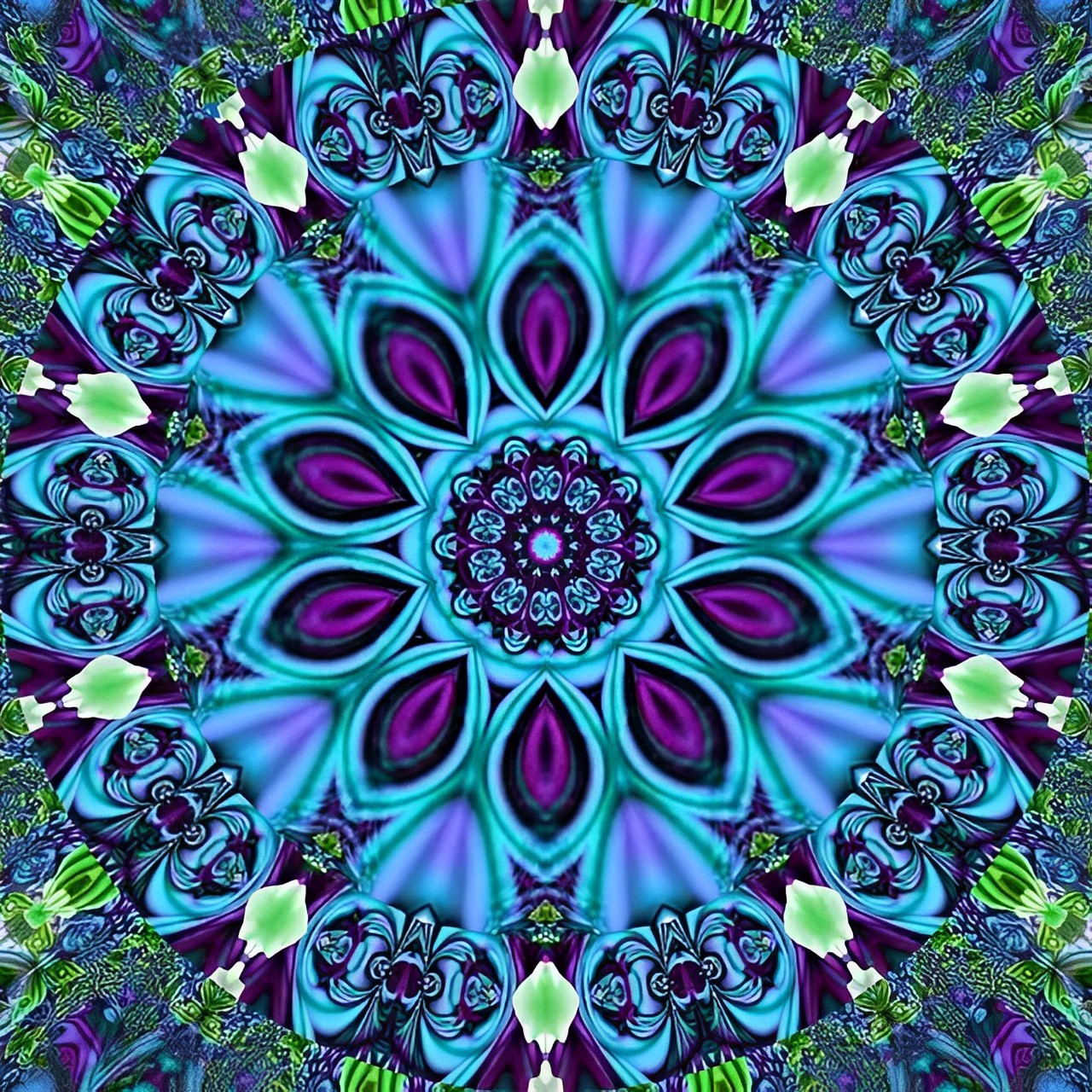 Mandala Bleu et Vert Broderie Diamant