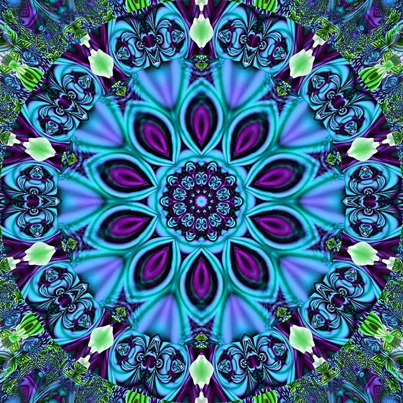 Mandala Bleu et Vert Broderie Diamant