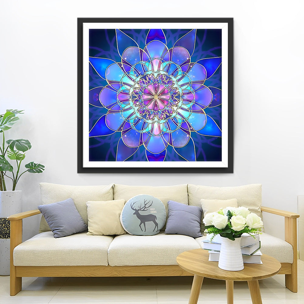Mandala Bleu-Violet Broderie Diamant