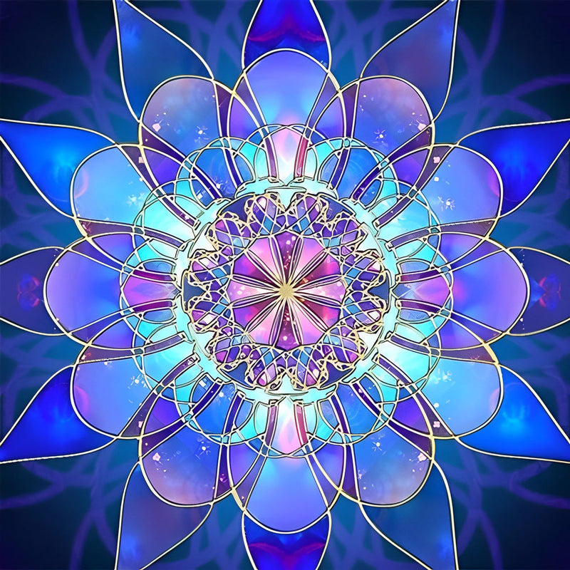 Mandala Bleu-Violet Broderie Diamant
