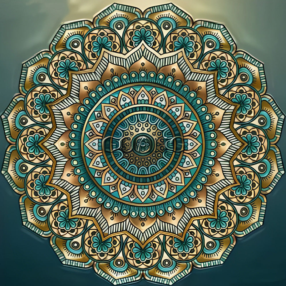 Mandala Doré et Vert Broderie Diamant