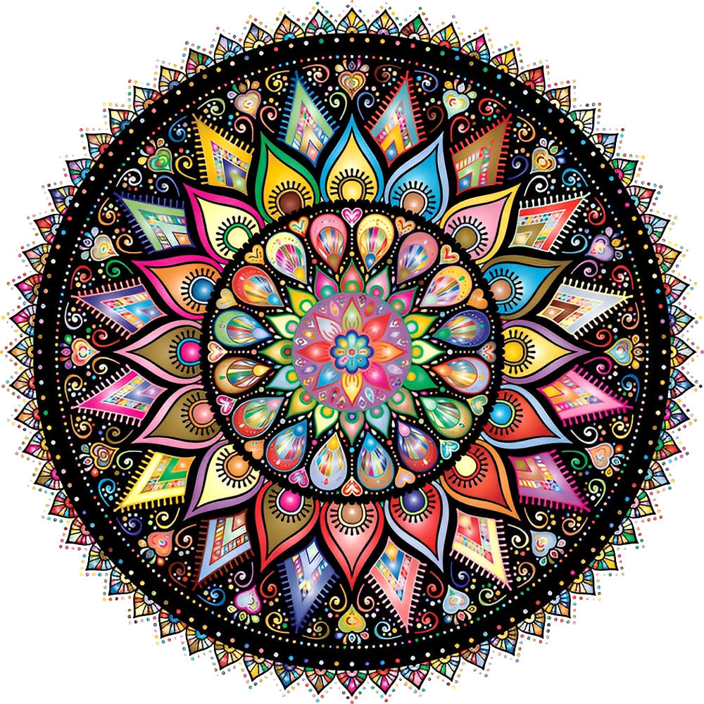 Mandala en Dégradé de Rouge et de Noir Broderie Diamant