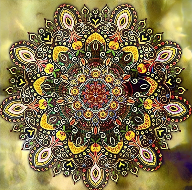 Mandala Jaune Broderie Diamant