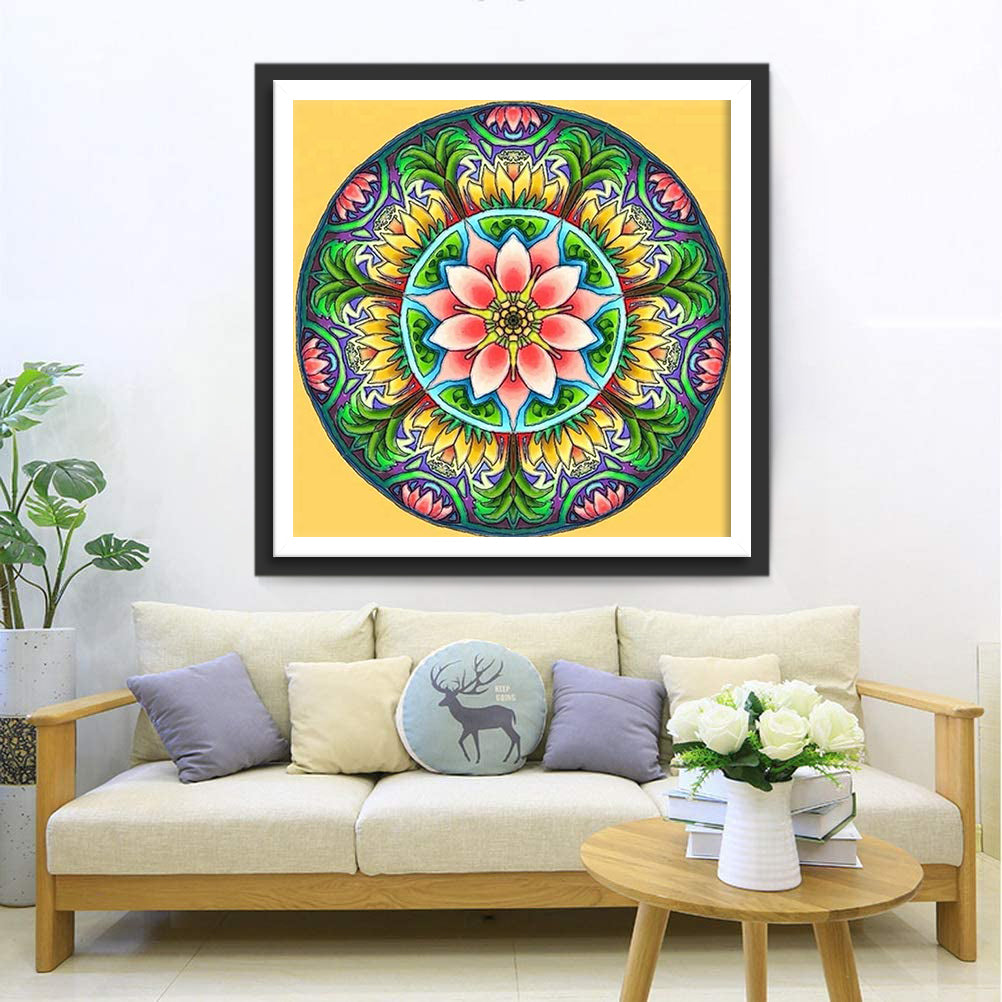 Mandala Rond des Fleurs Broderie Diamant