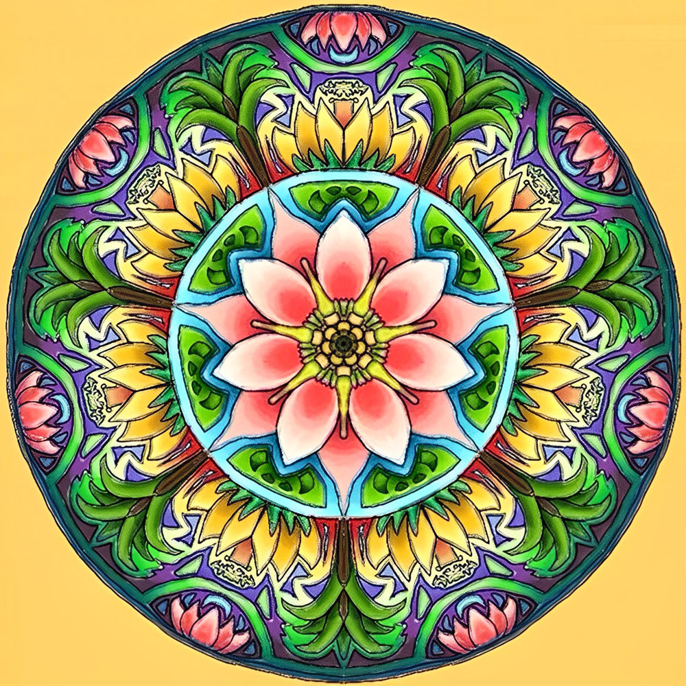 Mandala Rond des Fleurs Broderie Diamant