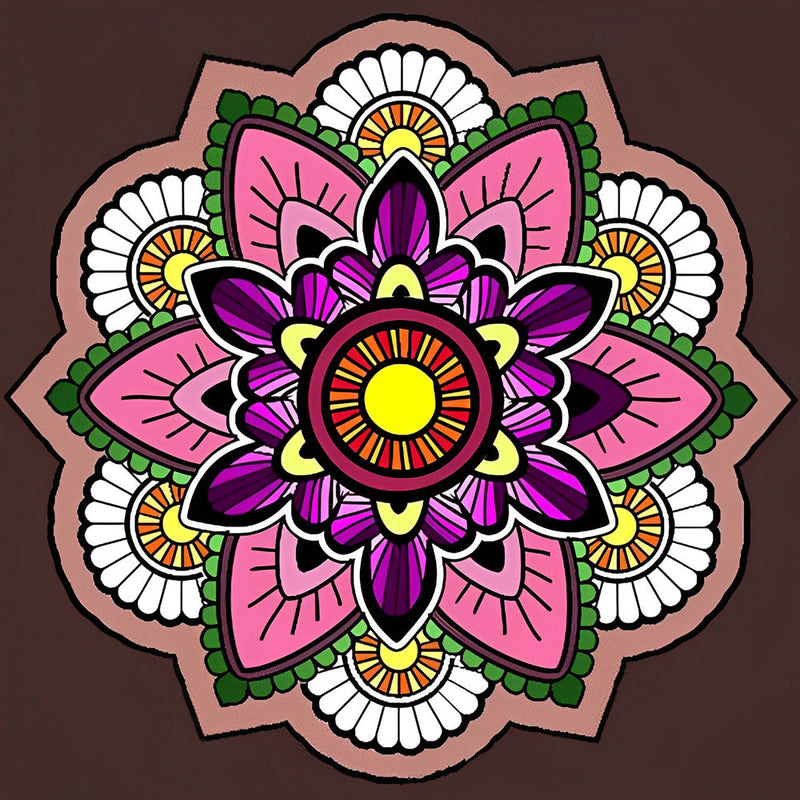 Mandala Rose et Blanc Broderie Diamant