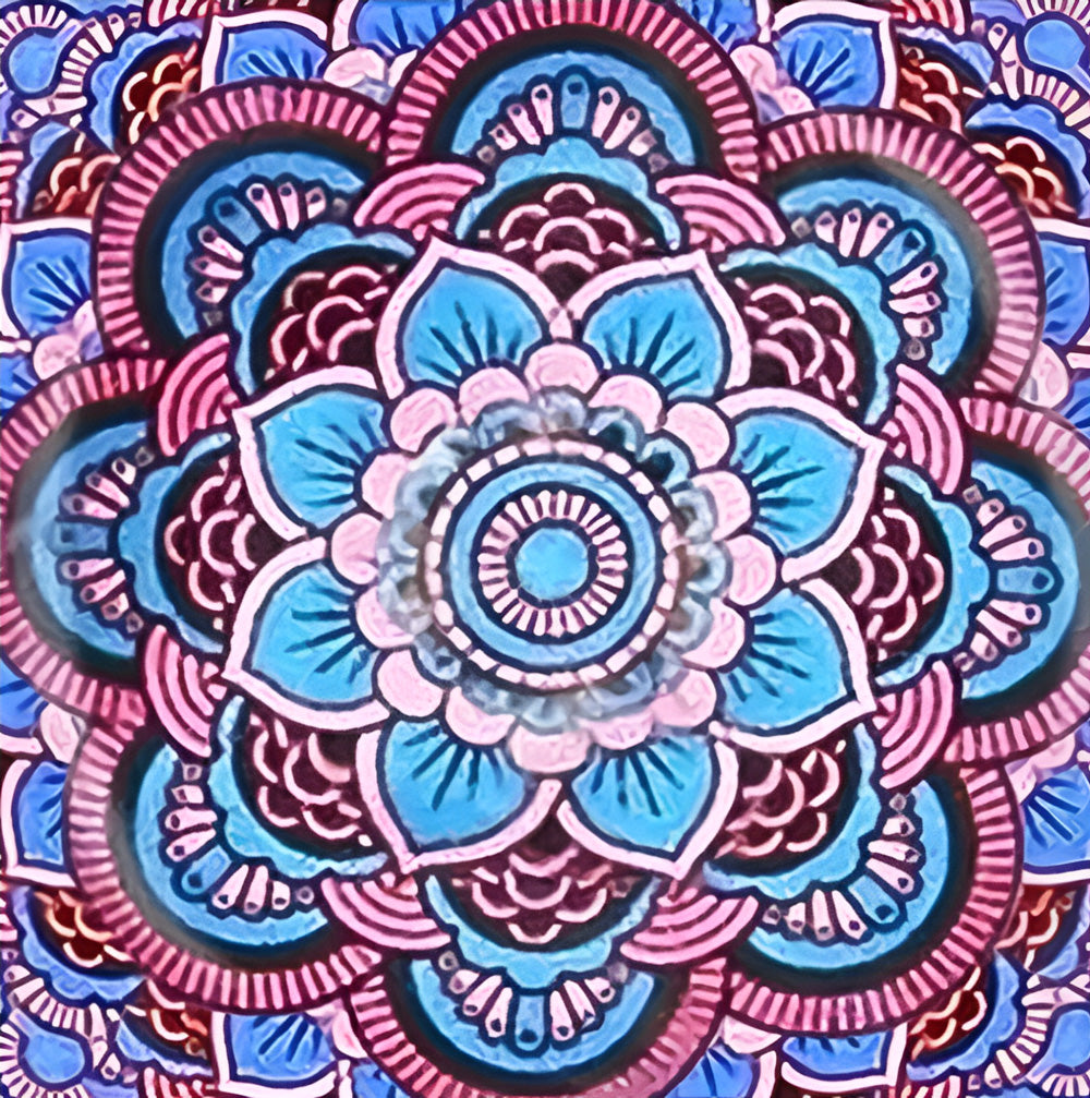 Mandala Rose et Bleu Broderie Diamant