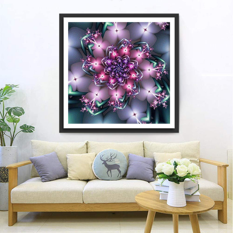 Mandala Rose Lumineux Broderie Diamant