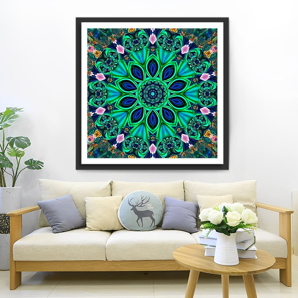 Mandala Vert Géant Broderie Diamant