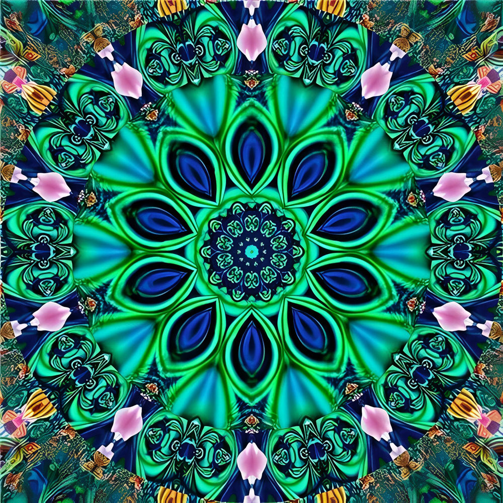 Mandala Vert Géant Broderie Diamant