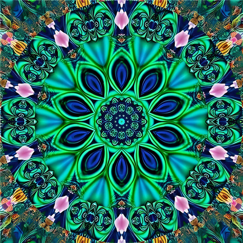 Mandala Vert Géant Broderie Diamant