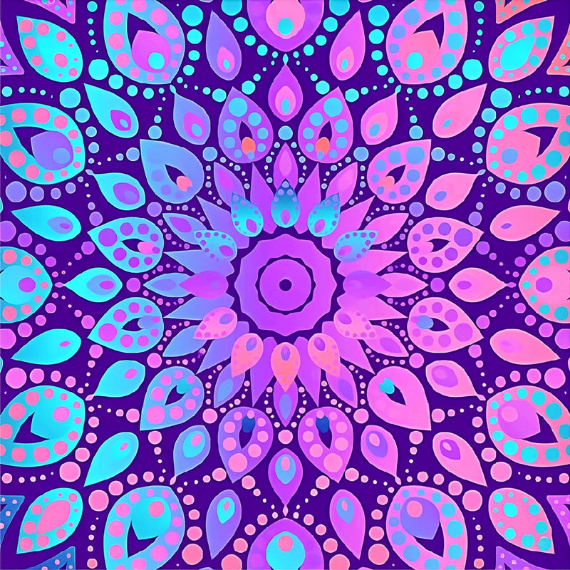 Mandala Violet et Bleu Broderie Diamant