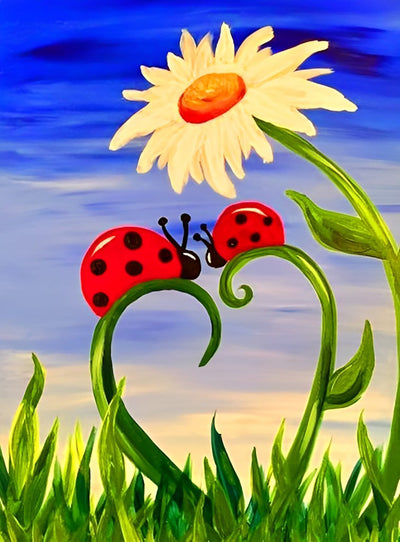 Marguerite et Coccinelles Broderie Diamant