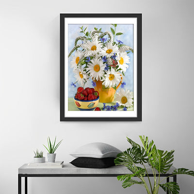 Marguerites Blanches Broderie Diamant