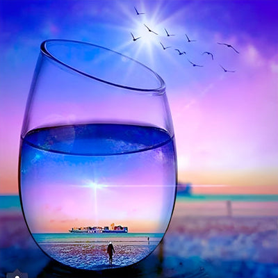 Mer de Nuit dans un Verre Broderie Diamant