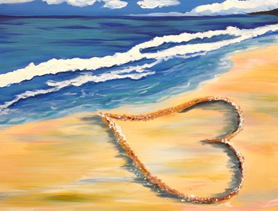 Mer et Coeur sur Plage Broderie Diamant