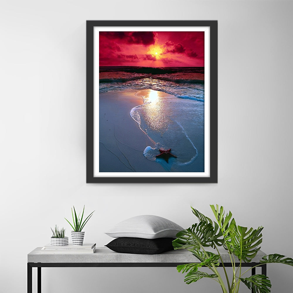 Mer et le Ciel Rouge Broderie Diamant