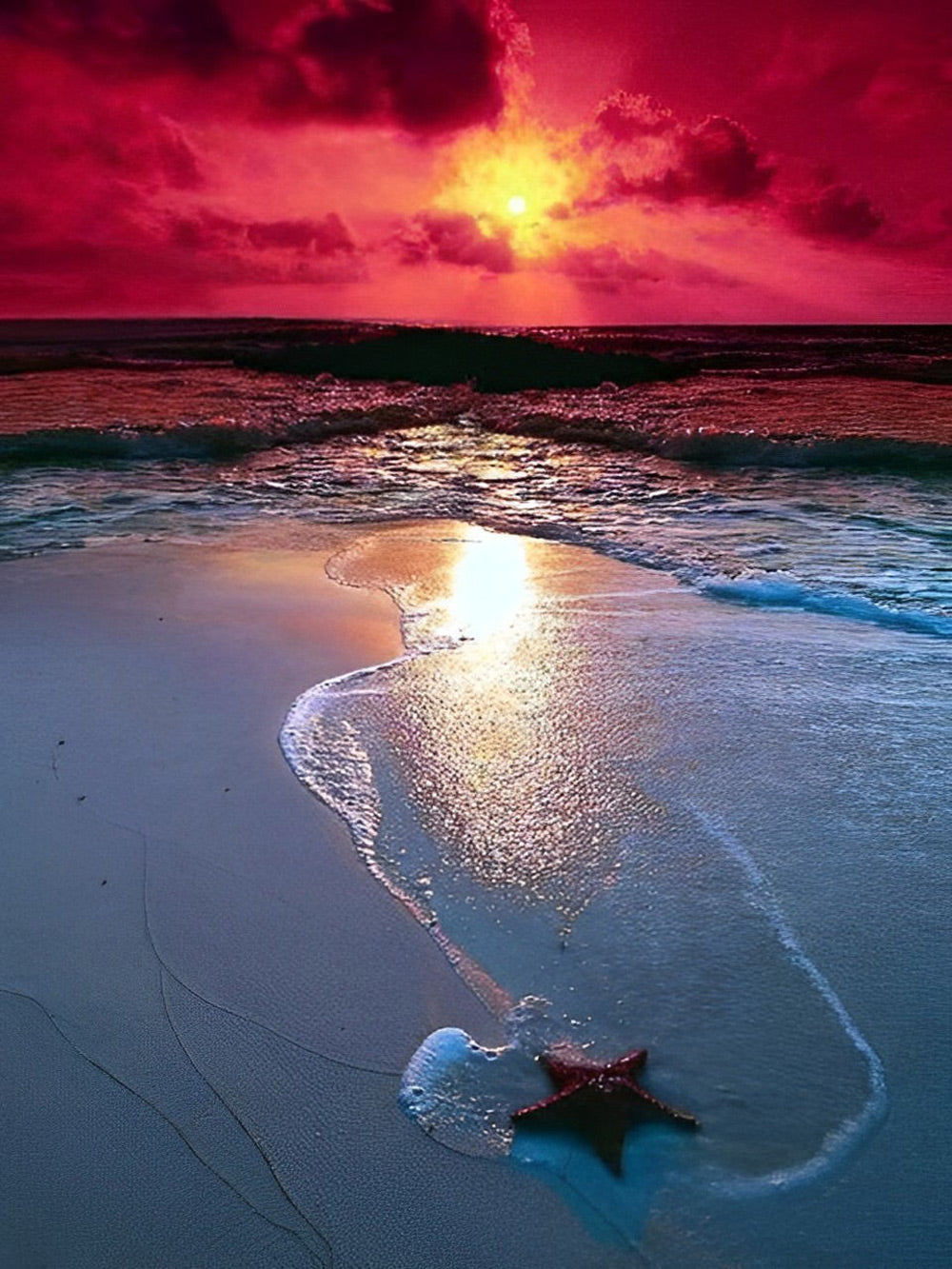 Mer et le Ciel Rouge Broderie Diamant