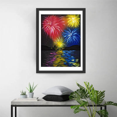 Mer et les Feux d'Artifice Broderie Diamant