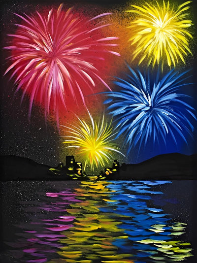 Mer et les Feux d'Artifice Broderie Diamant
