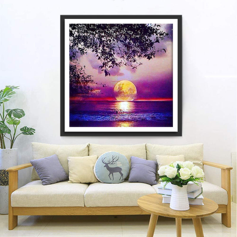 Mer et Lune Claire Jaune Broderie Diamant