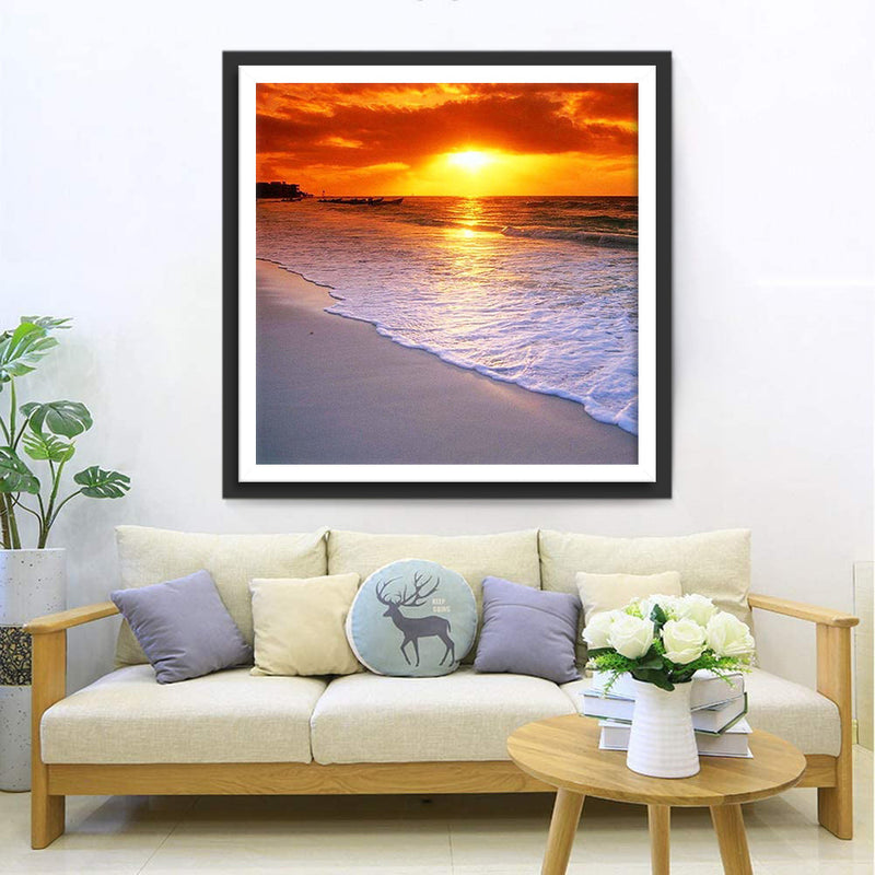 Mer et Soleil Couchant Broderie Diamant