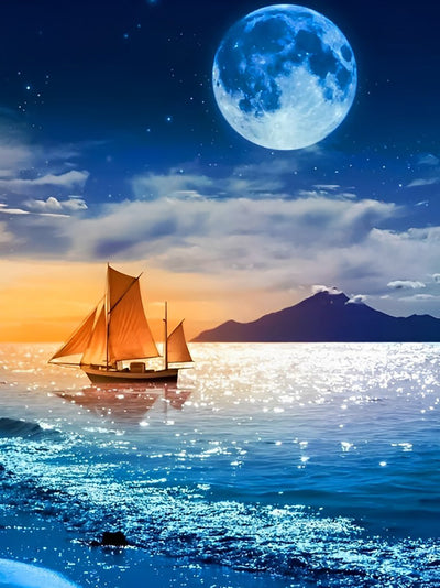 Mer ey la Lune Claire Broderie Diamant