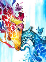 Mère Girafe et Bébé Girafe Broderie Diamant