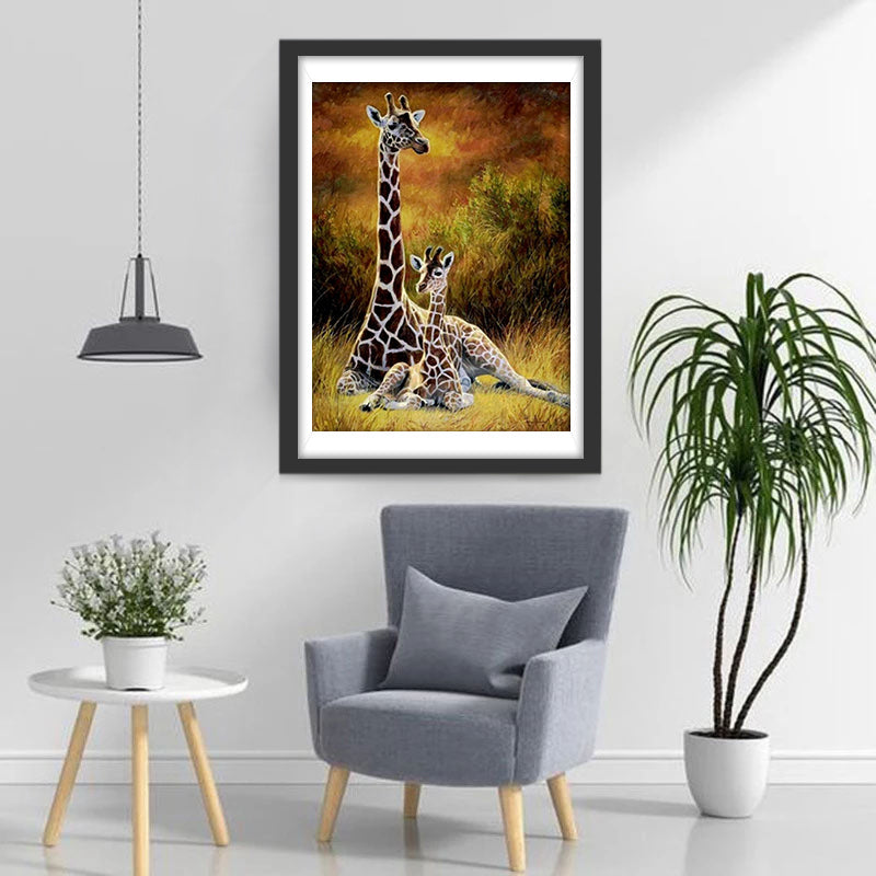 Mère Girafe et Son Bébé Broderie Diamant