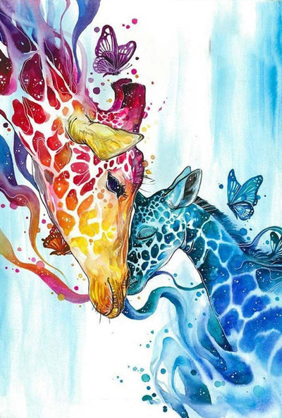 Mère Girafe et Son Bébé Broderie Diamant