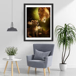 Mère Lion et Son Fils se Regardent Broderie Diamant