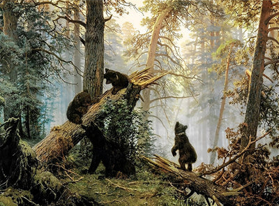 Mère Ours et Ses Bébés Broderie Diamant