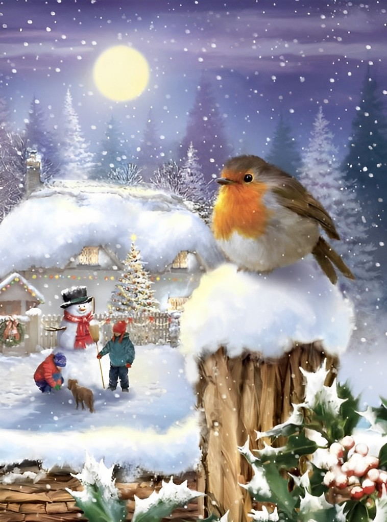 Mésange de Noël Fête Broderie Diamant