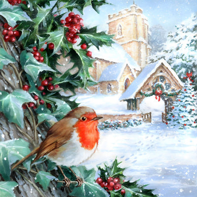 Mésange et Noël Broderie Diamant