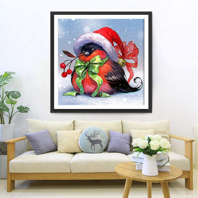 Mésange Noire à Noël Broderie Diamant