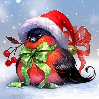 Mésange Noire à Noël Broderie Diamant