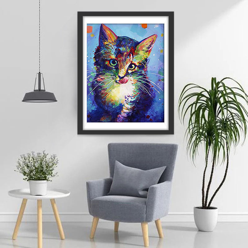 Mignon Chaton Coloré Broderie Diamant