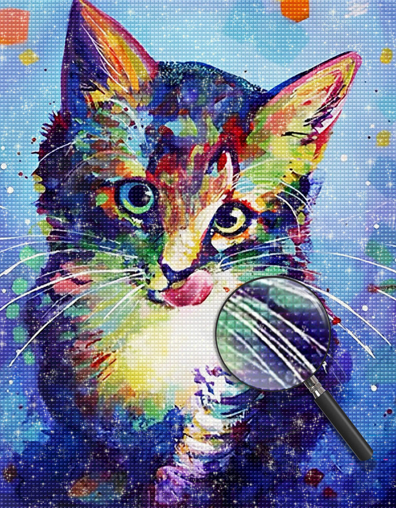 Mignon Chaton Coloré Broderie Diamant