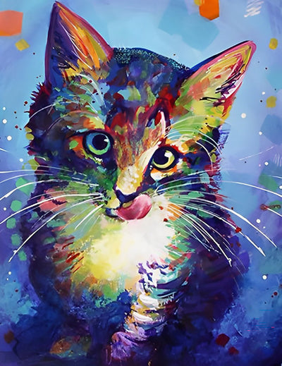 Mignon Chaton Coloré Broderie Diamant