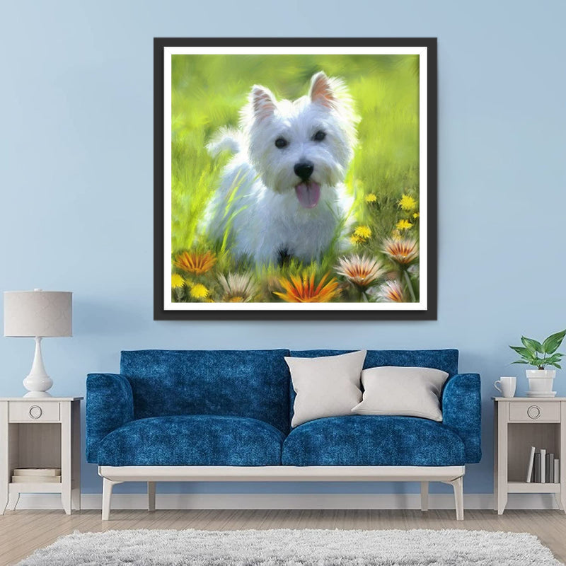 Mignon Chien Westie Broderie Diamant