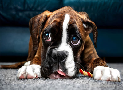 Mignon Chiot Brun Broderie Diamant